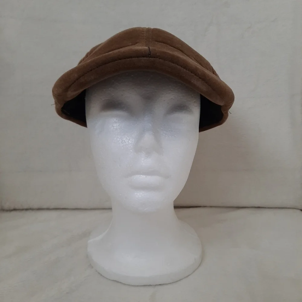 Vintage Feraricci brown velvet newsboy hat